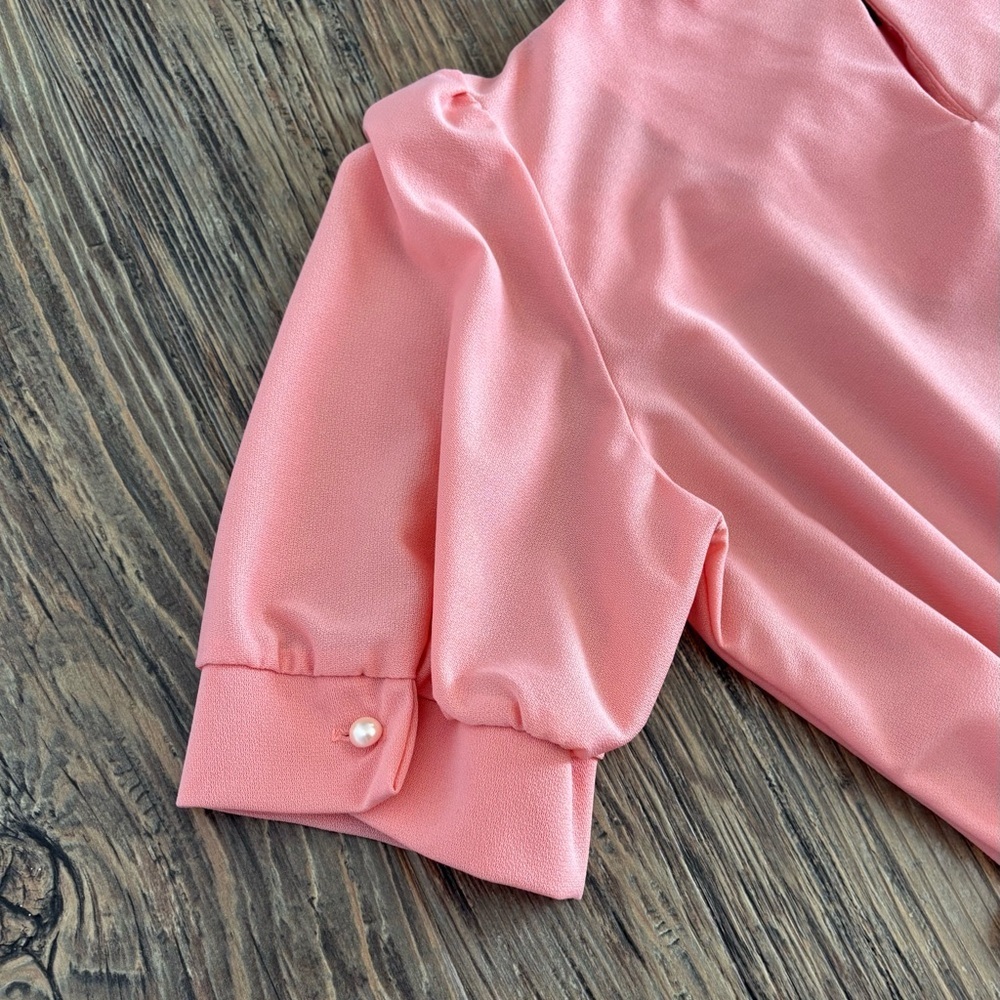 Vtg Doo-Dads Secretary Dress Size 7/8 Peach Semi-Sheer Elastic Waist w/Belt USA - Picture 13 of 13